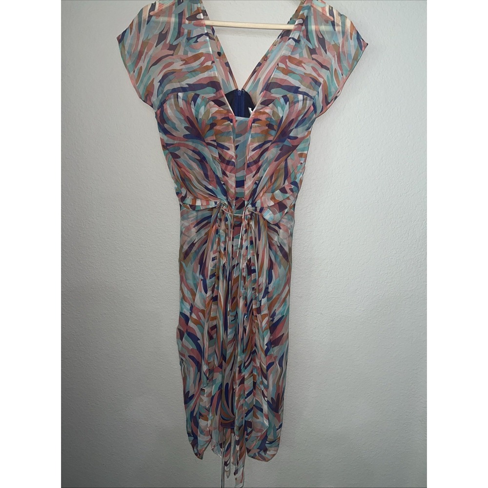 Diane Von Furstenberg MULTI-COLOR 100% Silk Lined Synch Dress Women's SIZE 0